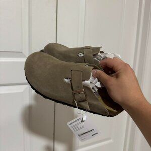 Birkenstock Boston Taupe suede clog sandal